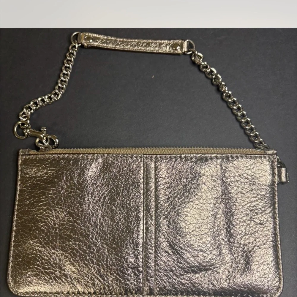 Coach Shimmering Gold Wristlet with Chain
